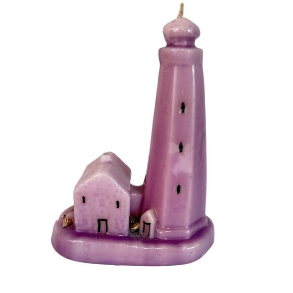 Made in USA Purple Lighthouse Candle Paul Hoge Candleworks Wingate NC 5x7 - Picture 1 of 9